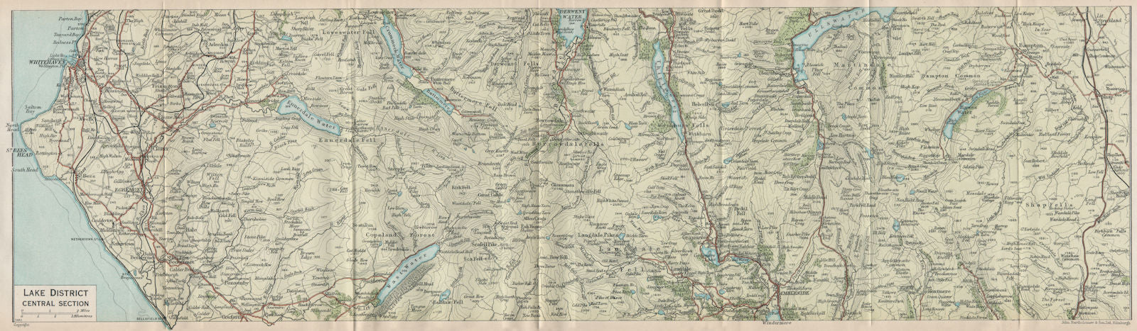 LAKE DISTRICT CENTRE. Haweswater Grasmere Ennerdale Buttermere Crummock 1930 map